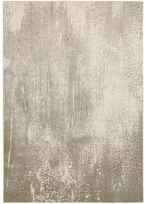HomeRoots 4' Contemporary Gold Gray Ivory Abstract Area Rug for Modern Living Spaces - Durable & Stylish Design 9' X 12' 512988