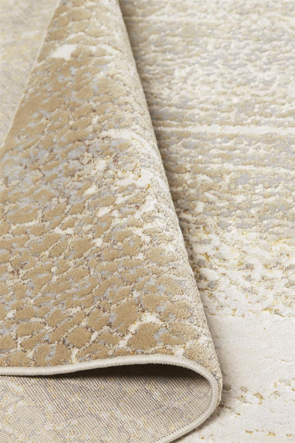 HomeRoots 4' Contemporary Gold Gray Ivory Abstract Area Rug for Modern Living Spaces - Durable & Stylish Design 9' X 12' 512988