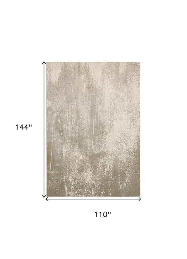 HomeRoots 4' Contemporary Gold Gray Ivory Abstract Area Rug for Modern Living Spaces - Durable & Stylish Design 9' X 12' 512988