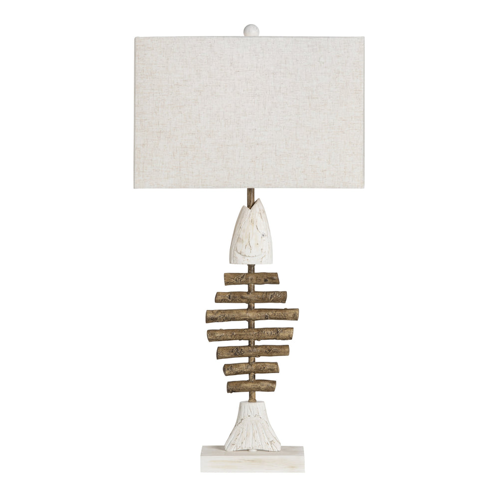 Crestview Collection Coastal Table Lamp - Whimsical Fish Skeleton Design With Driftwood Texture & Versatile Lighting Options   Cvazvp100