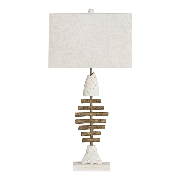 Crestview Collection Coastal Table Lamp - Whimsical Fish Skeleton Design With Driftwood Texture & Versatile Lighting Options   Cvazvp100