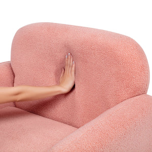 English Elm Stylish Teddy Fleece Single Sofa Chair with Arms and Pillow, Cozy Accent Armchair for Living Room Pink 30 L x 24.75 W x 24 H W1716P196472