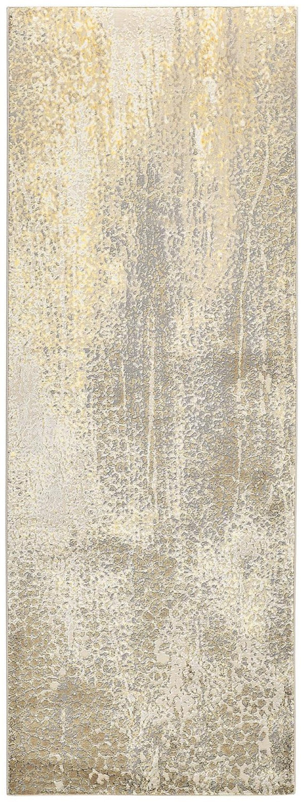 HomeRoots 4' Contemporary Gold Gray Ivory Abstract Area Rug for Modern Living Spaces - Durable & Stylish Design 8' Runner 512991