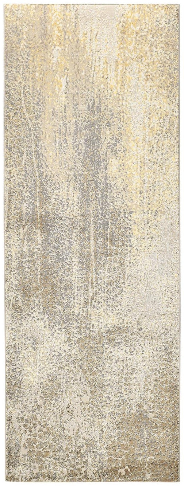 HomeRoots 4' Contemporary Gold Gray Ivory Abstract Area Rug for Modern Living Spaces - Durable & Stylish Design 8' Runner 512991