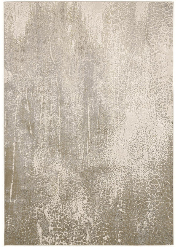 HomeRoots 4' Contemporary Gold Gray Ivory Abstract Area Rug for Modern Living Spaces - Durable & Stylish Design 12' X 15' 512992