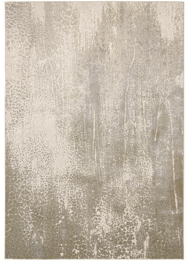 HomeRoots 4' Contemporary Gold Gray Ivory Abstract Area Rug for Modern Living Spaces - Durable & Stylish Design 13' X 20' 512994