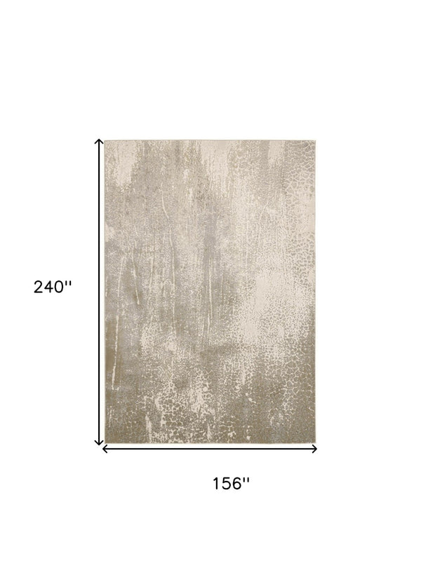 HomeRoots 4' Contemporary Gold Gray Ivory Abstract Area Rug for Modern Living Spaces - Durable & Stylish Design 13' X 20' 512994