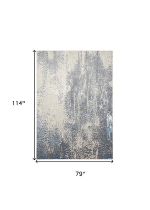 HomeRoots 4' Contemporary Abstract Area Rug in Ivory, Gray, and Blue – Elevate Your Living Space Elegantly 7' X 10' 512997