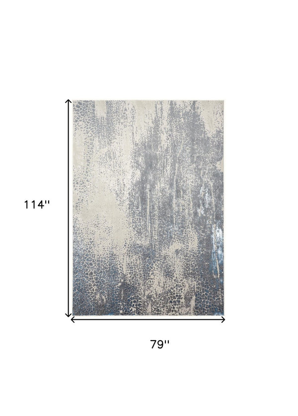 HomeRoots 4' Contemporary Abstract Area Rug in Ivory, Gray, and Blue – Elevate Your Living Space Elegantly 7' X 10' 512997