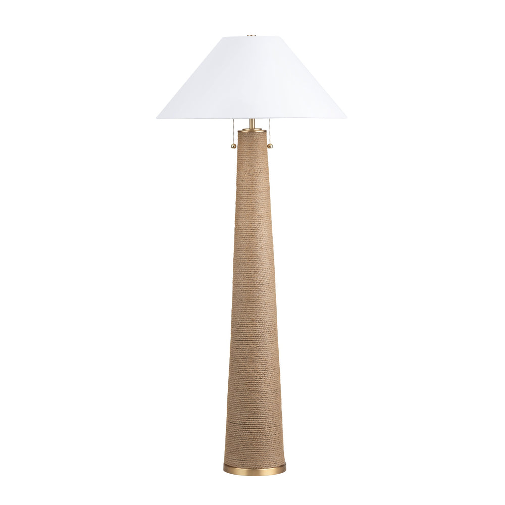 Crestview Collection 59"H Stylish Hemp Floor Lamp With Elegant White Shade And Dual Pull Chains For Versatile Lighting   Cvnzam011