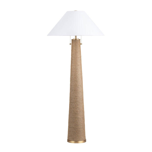 Crestview Collection 59"H Stylish Hemp Floor Lamp With Elegant White Shade And Dual Pull Chains For Versatile Lighting   Cvnzam011