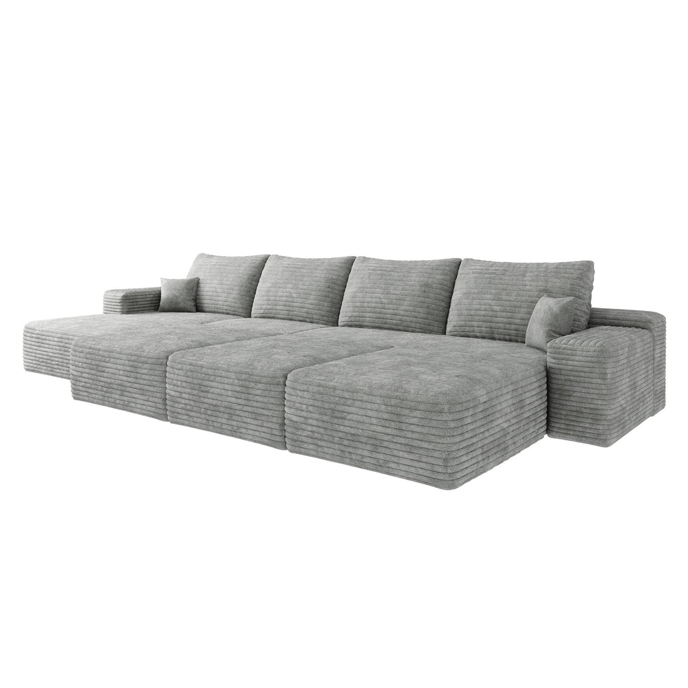 English Elm 135"Large Modular Cloud Sofa - 6 Seats, No Assembly, Plush Corduroy For Cozy Living Room Comfort W2824S00050