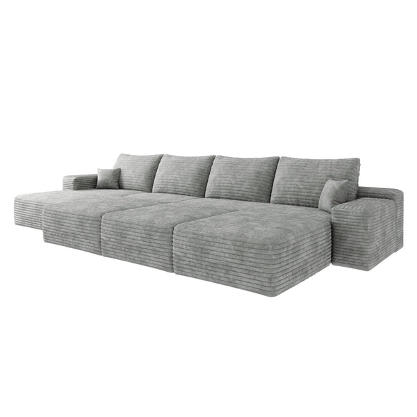 English Elm 135"Large Modular Cloud Sofa - 6 Seats, No Assembly, Plush Corduroy For Cozy Living Room Comfort W2824S00050