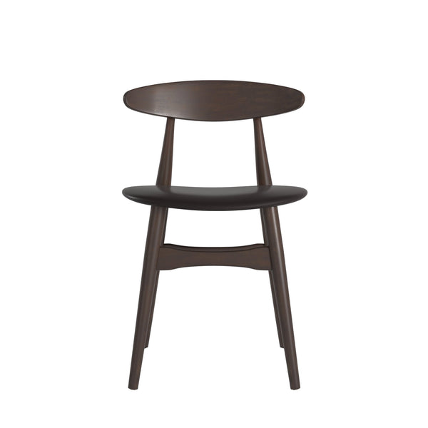 Homelegance Lena Faux Leather Dining Chair Set of Two Mid-century Rubberwood Frame 512BKU-BKS