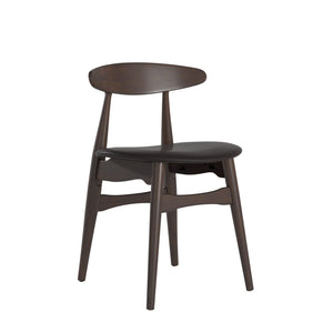 Lena Faux Leather Dining Chair Set of Two Mid-century Rubberwood Frame