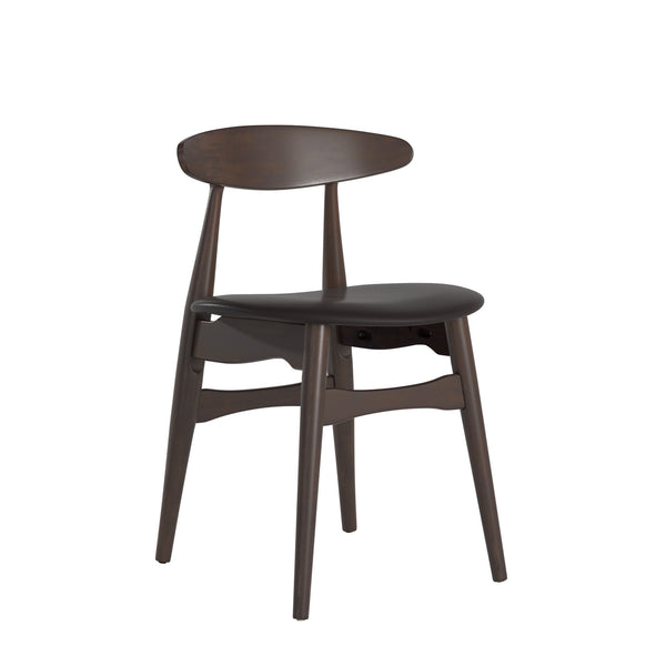 Lena Faux Leather Dining Chair Set of Two Mid-century Rubberwood Frame