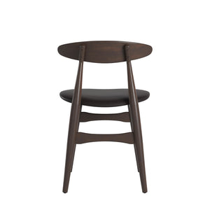 Lena Faux Leather Dining Chair Set of Two Mid-century Rubberwood Frame