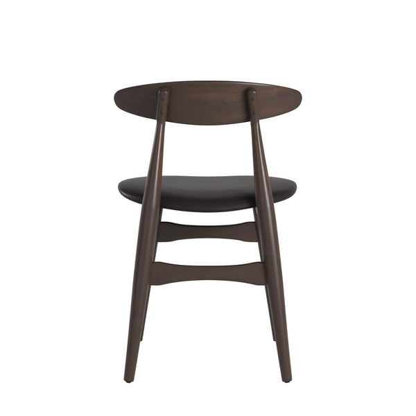 Lena Faux Leather Dining Chair Set of Two Mid-century Rubberwood Frame