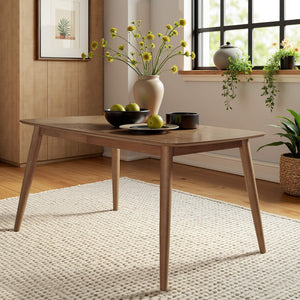Arne 60 Inch Rectangular Dining Table with Mid-century Tapered Legs and Natural Grain