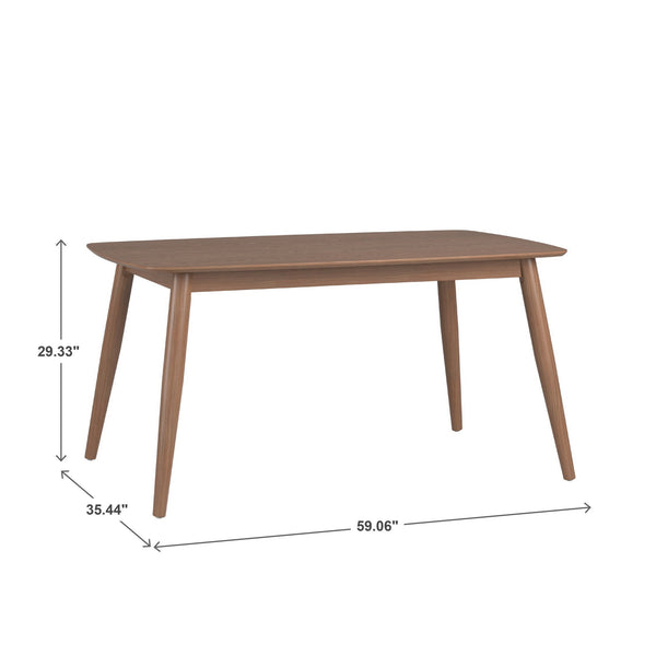 Arne 60 Inch Rectangular Dining Table with Mid-century Tapered Legs and Natural Grain
