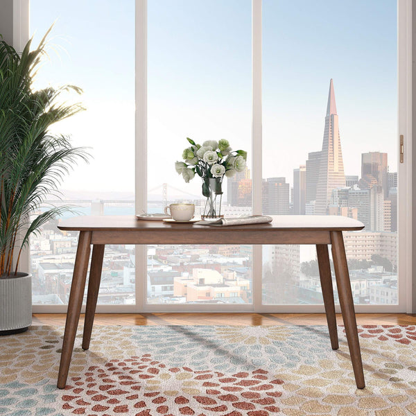 Arne 60 Inch Rectangular Dining Table with Mid-century Tapered Legs and Natural Grain