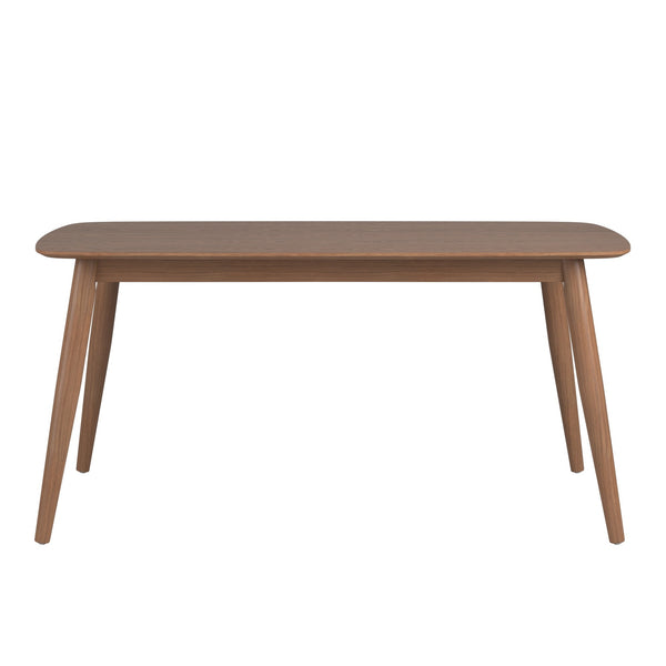 Arne 66 Inch Rectangular Mid-century Dining Table with Veneer Top and Tapered Legs