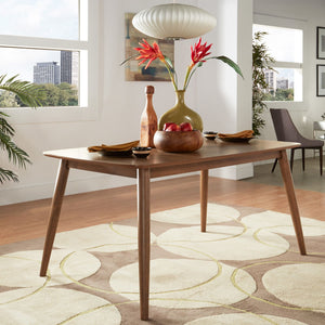 Arne 66 Inch Rectangular Mid-century Dining Table with Veneer Top and Tapered Legs