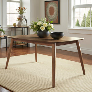 Arne 66 Inch Rectangular Mid-century Dining Table with Veneer Top and Tapered Legs