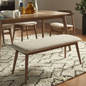 Arne Mid-century Upholstered Foam Cushion Bench Tapered Rubberwood Legs Entryway Seating