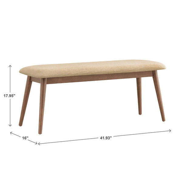 Arne Mid-century Upholstered Foam Cushion Bench Tapered Rubberwood Legs Entryway Seating