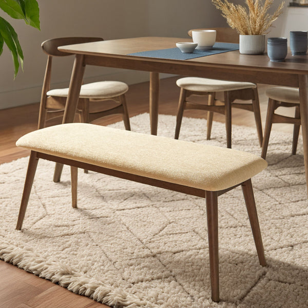 Arne Mid-century Upholstered Foam Cushion Bench Tapered Rubberwood Legs Entryway Seating
