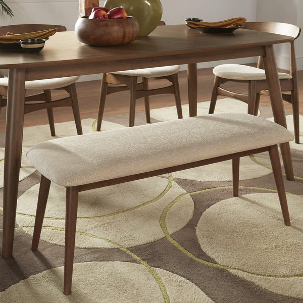 Arne Mid-century Upholstered Foam Cushion Bench Tapered Rubberwood Legs Entryway Seating