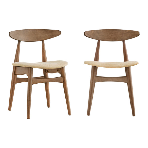 Arne Mid-century Rubberwood Dining Chair with Cushioned Fabric Seat Modern Scandinavian