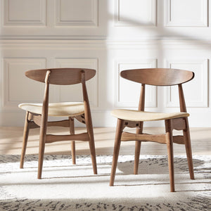 Arne Mid-century Rubberwood Dining Chair with Cushioned Fabric Seat Modern Scandinavian