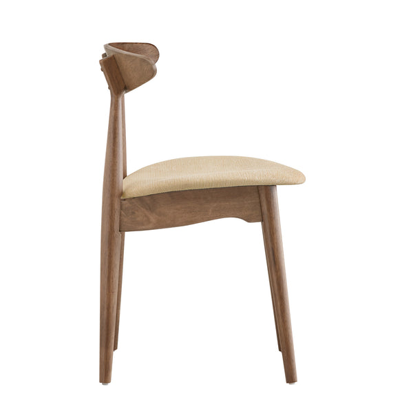 Arne Mid-century Rubberwood Dining Chair with Cushioned Fabric Seat Modern Scandinavian