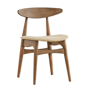 Arne Mid-century Rubberwood Dining Chair with Cushioned Fabric Seat Modern Scandinavian