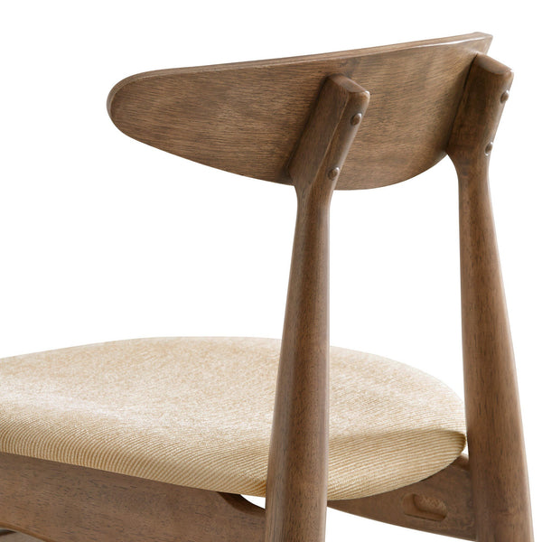 Arne Mid-century Rubberwood Dining Chair with Cushioned Fabric Seat Modern Scandinavian