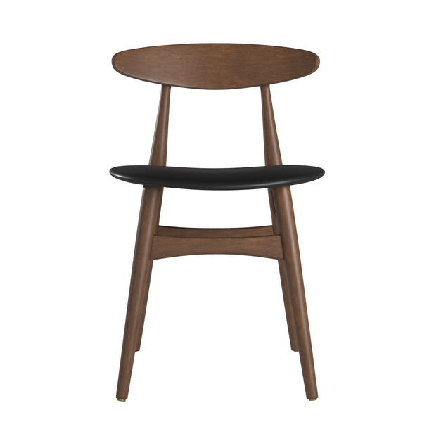 Homelegance Arne Mid-century Faux Leather Dining Chair Set with Sturdy Rubberwood Legs Dark Walnut / Black 512NU-BKS(3A)