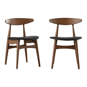 Arne Mid-century Faux Leather Dining Chair Set with Sturdy Rubberwood Legs