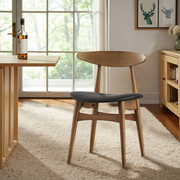 Arne Mid-century Faux Leather Dining Chair Set with Sturdy Rubberwood Legs