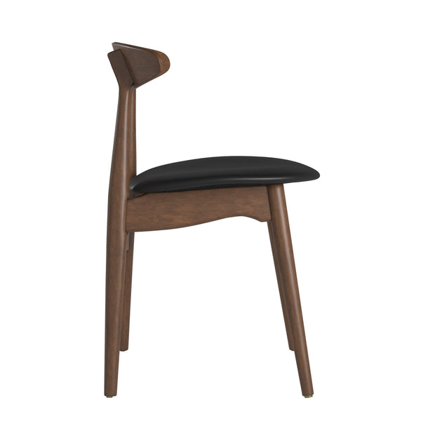Arne Mid-century Faux Leather Dining Chair Set with Sturdy Rubberwood Legs