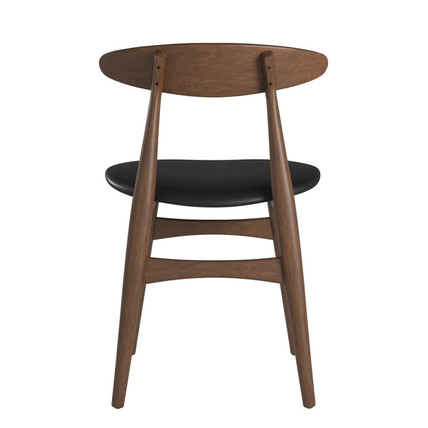 Arne Mid-century Faux Leather Dining Chair Set with Sturdy Rubberwood Legs