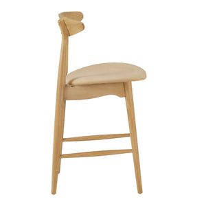 Arne Padded Fabric Counter Stools Rubberwood Frame Kitchen Set of 2