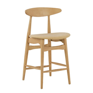 Arne Padded Fabric Counter Stools Rubberwood Frame Kitchen Set of 2