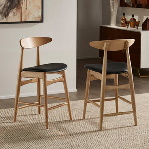 Arne Rubberwood Counter Stools Set of Two for Kitchen Island Seating