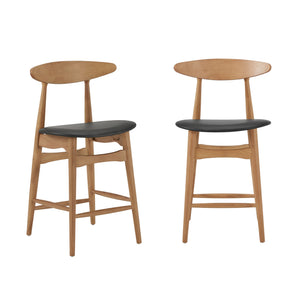 Arne Rubberwood Counter Stools Set of Two for Kitchen Island Seating