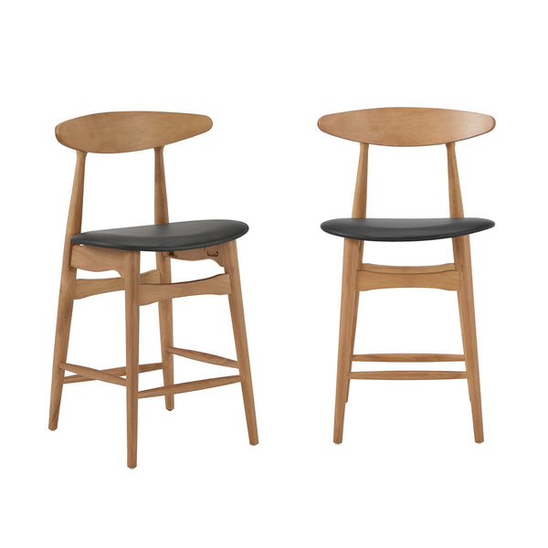 Arne Rubberwood Counter Stools Set of Two for Kitchen Island Seating