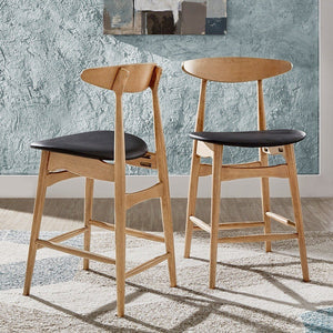 Arne Rubberwood Counter Stools Set of Two for Kitchen Island Seating