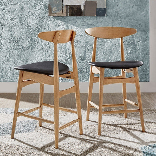 Arne Rubberwood Counter Stools Set of Two for Kitchen Island Seating