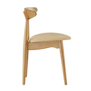 Arne Mid-century Rubberwood Dining Chair with Cushioned Fabric Seat Modern Scandinavian